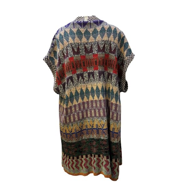 Renata Z Woven Sweater Vest Tan Multi Open Front L - Picture 2 of 5